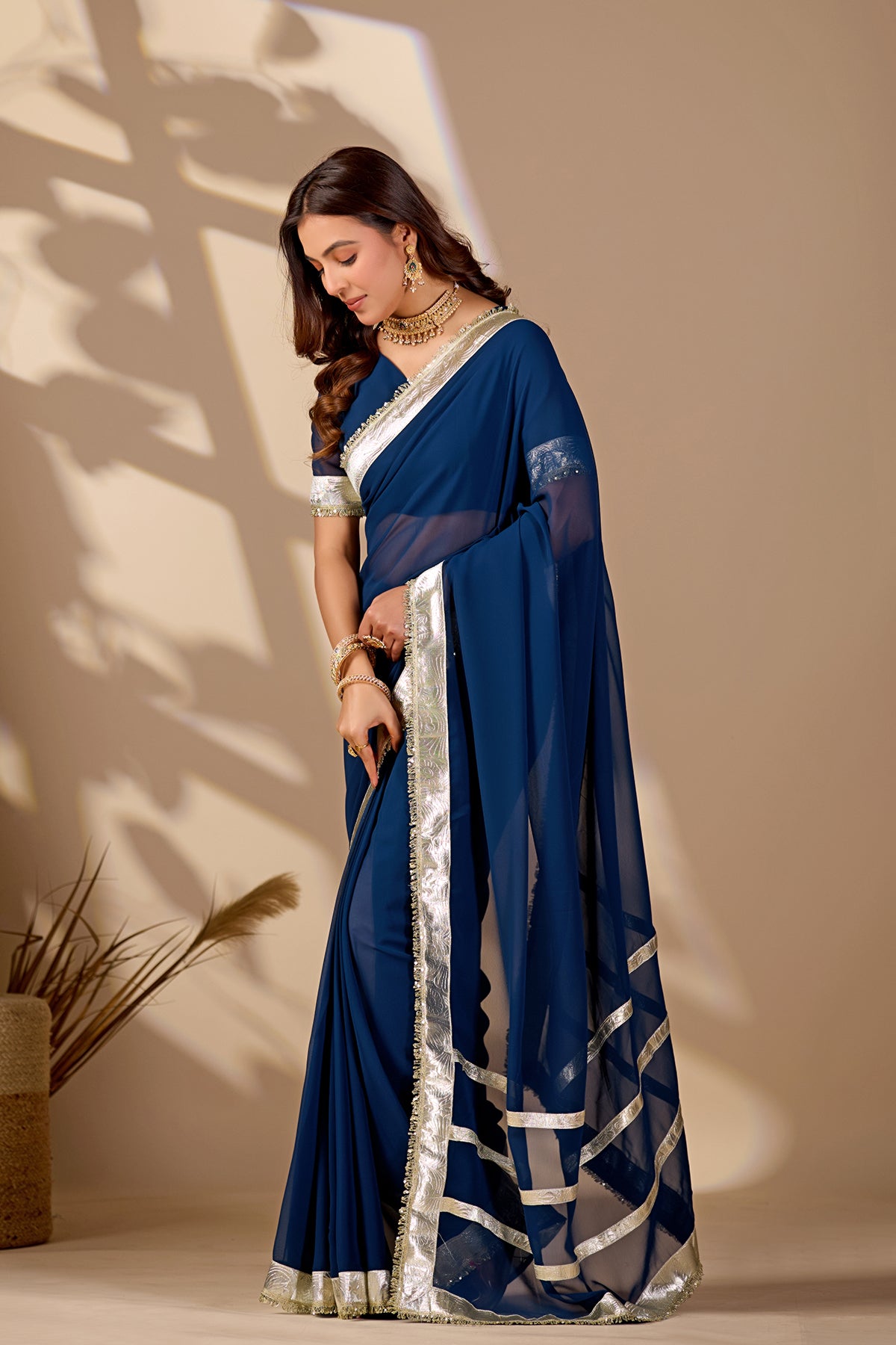 Buy New Elegant Designer Saree with Gota Border KcPc