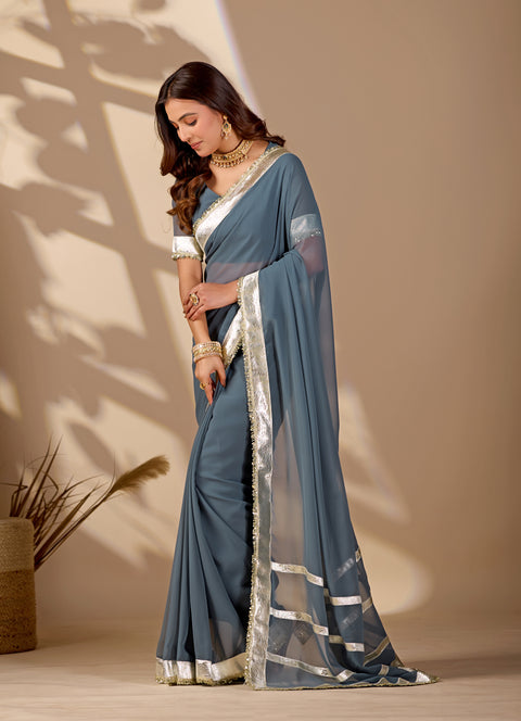 Buy New Stylish Saree with Rich Gota Border Work KcPc