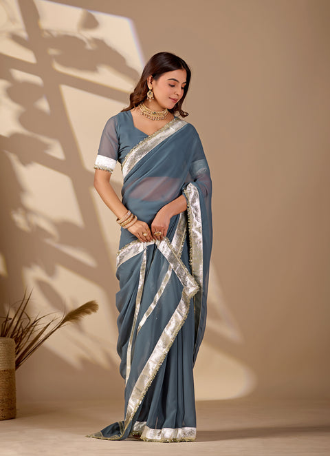 Buy New Stylish Saree with Rich Gota Border Work KcPc