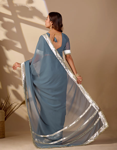 KcPc New Stylish Georgette Saree with Rich Gota Border Work MHS