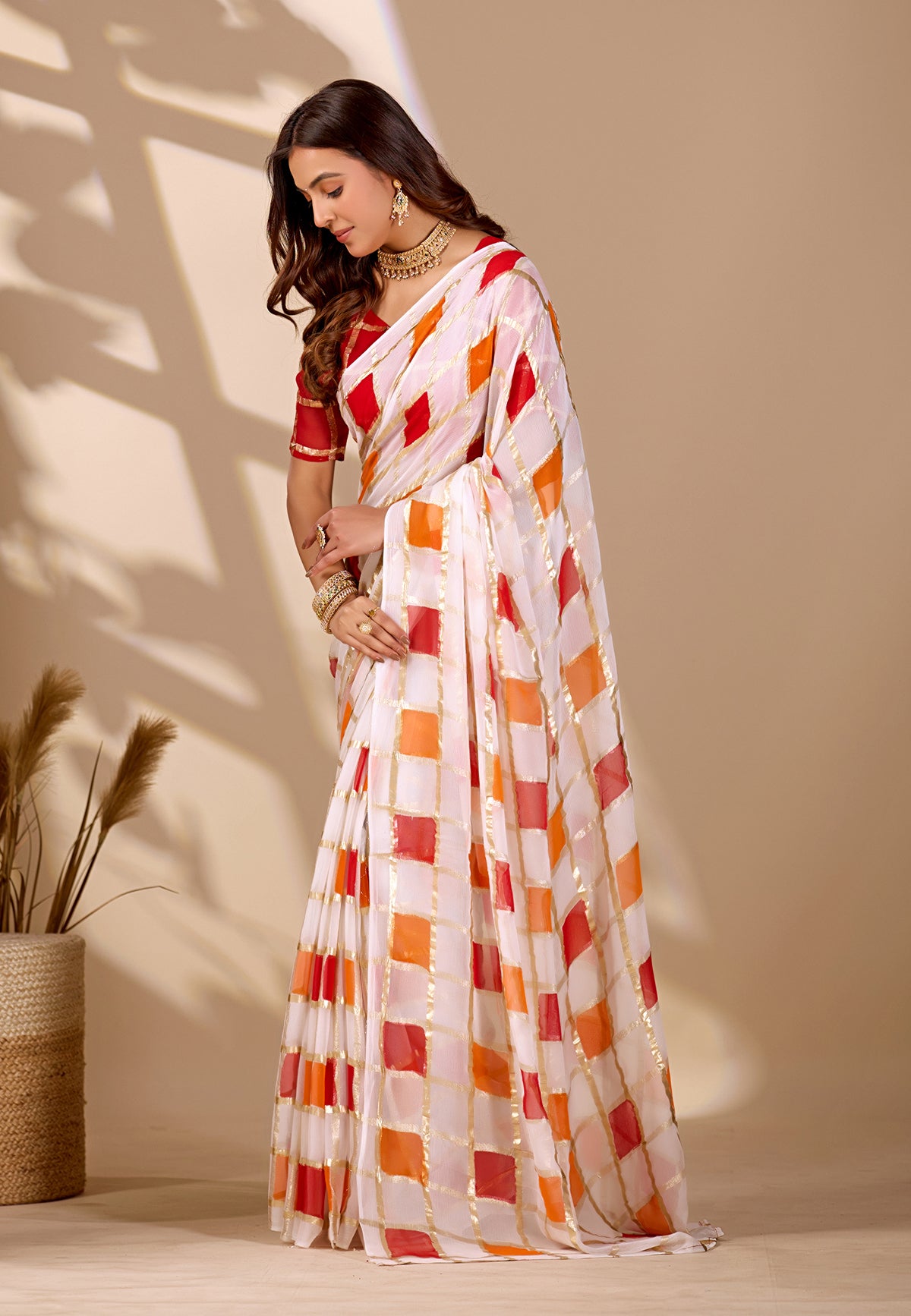 Buy New Designer Faag Style Saree for Festive Wear KcPc Image 