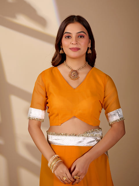 Buy New Letest Stylish Saree with Rich Gota Border Work KcPc