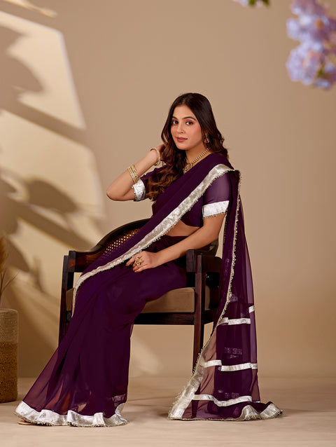 Buy New Premium Classic Designer Saree with Gota Detailing KcPc