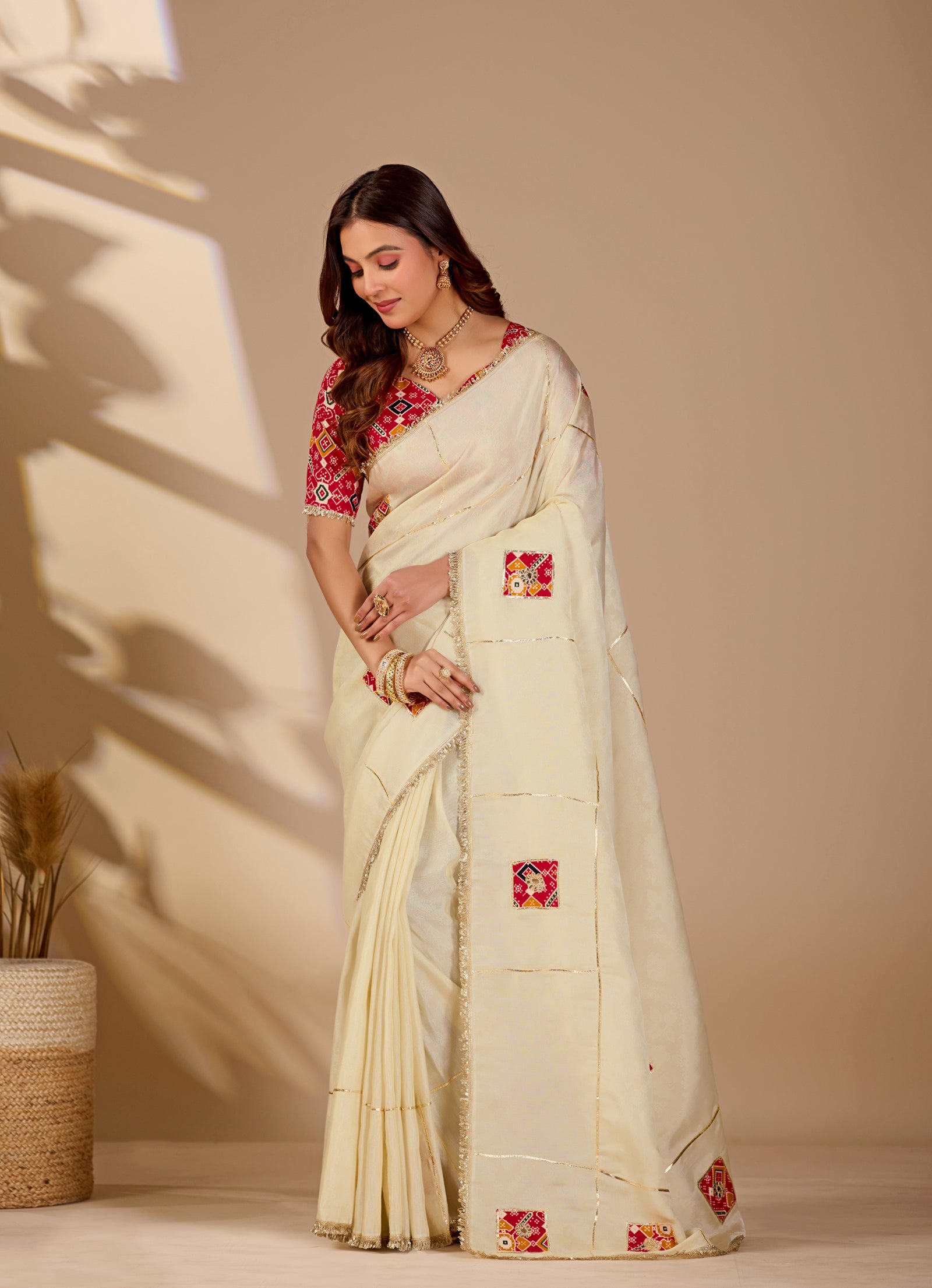 KcPc Royal Look Tissue Silk Saree with Gota Patti WorkGAN