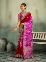 KcPc Premium Bandhani Gaji Silk Saree with Elegant Gota PattiAMT