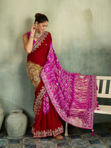 KcPc Premium Bandhani Gaji Silk Saree with Elegant Gota PattiAMT