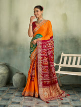 KcPc Premium Gaji Silk Bandhani Saree with Gota Patti WorkAMT