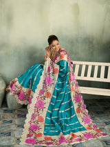 KcPc Premium Tissue Silk Floral Print Saree for Festive & Traditional WearVJT