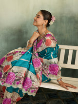 KcPc Premium Tissue Silk Floral Print Saree for Festive & Traditional WearVJT