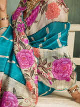 KcPc Premium Tissue Silk Floral Print Saree for Festive & Traditional WearVJT