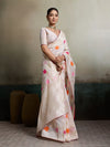 Kashmiri Silk saree under 1500 in beautiful white colour 