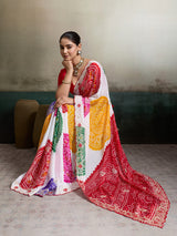 By Bandhani Saree With Traditional wear 