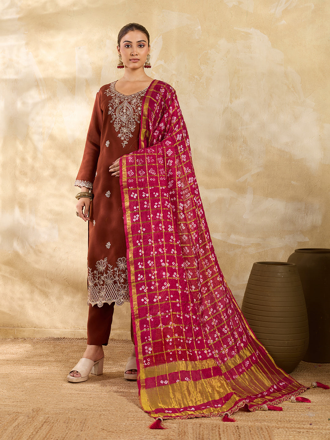 KcPc New Latest Art Silk Bandhani Style With Tari Border Work DupattaKcPc