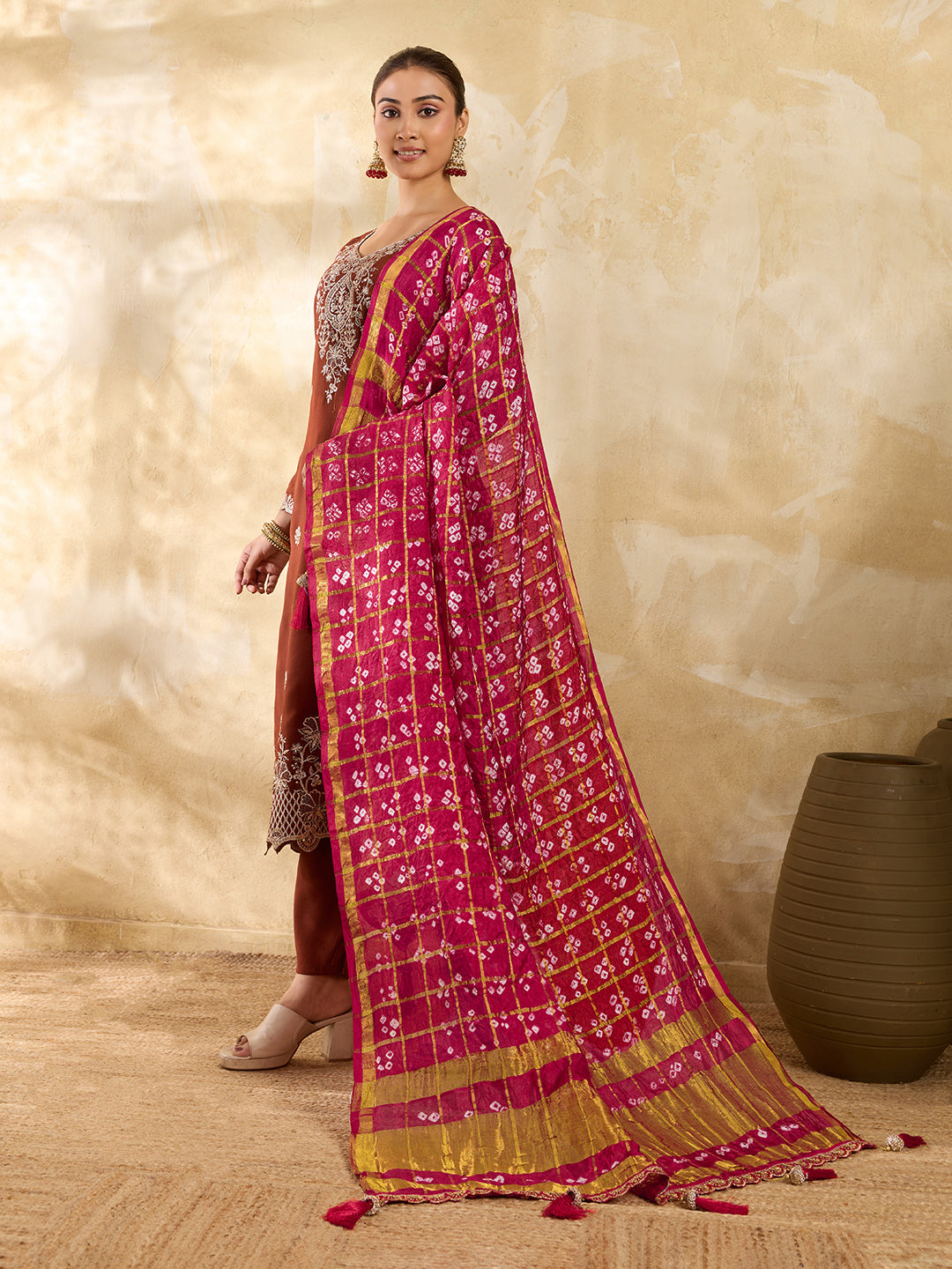 KcPc New Latest Art Silk Bandhani Style With Tari Border Work DupattaKcPc