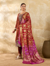 KcPc New Silk Bandhani Dupatta with Handmade Work