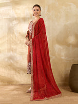 KcPc Traditional Bandhani Style Georgette Dupatta Swastik Border Special KKPRKS