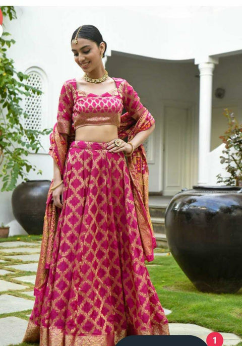 KcPc Beautiful Rajasthani Bandhej Gharchola Lehenga  KML