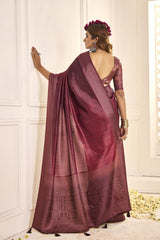 Awine red Banarasi style tissue silk saree