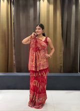 By Elegant Meenakari Style Pure Georgette Saree with Cutdana Handwork