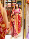 KcPc Ethnic Trending Pure Gaji Silk Bandhani Ghatchola Chunri Pila Odhna in Aara Tari Handwork Chunri (Red)