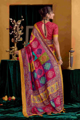 KcPcElegant Pashmina Silk Saree with Beautiful Pashmina Style Foil Print