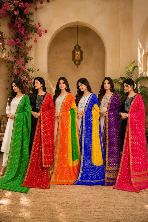 KcPc Traditional Ghatchola Bandhani Art Silk Dupatta