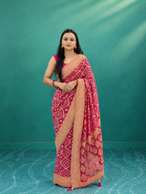 Kcpc New Premium Bandhani Style Khaddi Georgette Saree for Traditional WearRGC