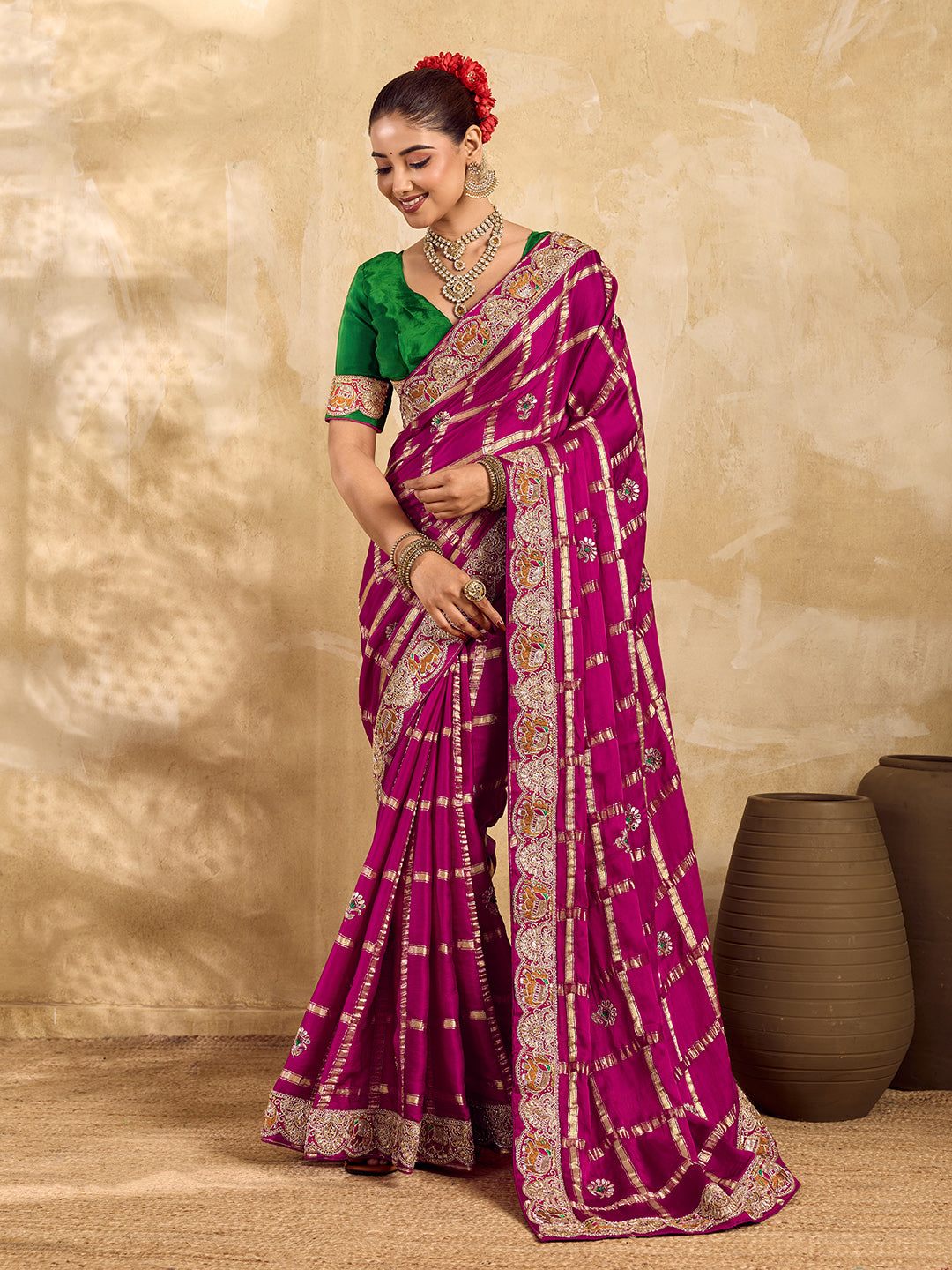 Buy Royal Modal Silk Festive Wear Saree Kcpc Image 1