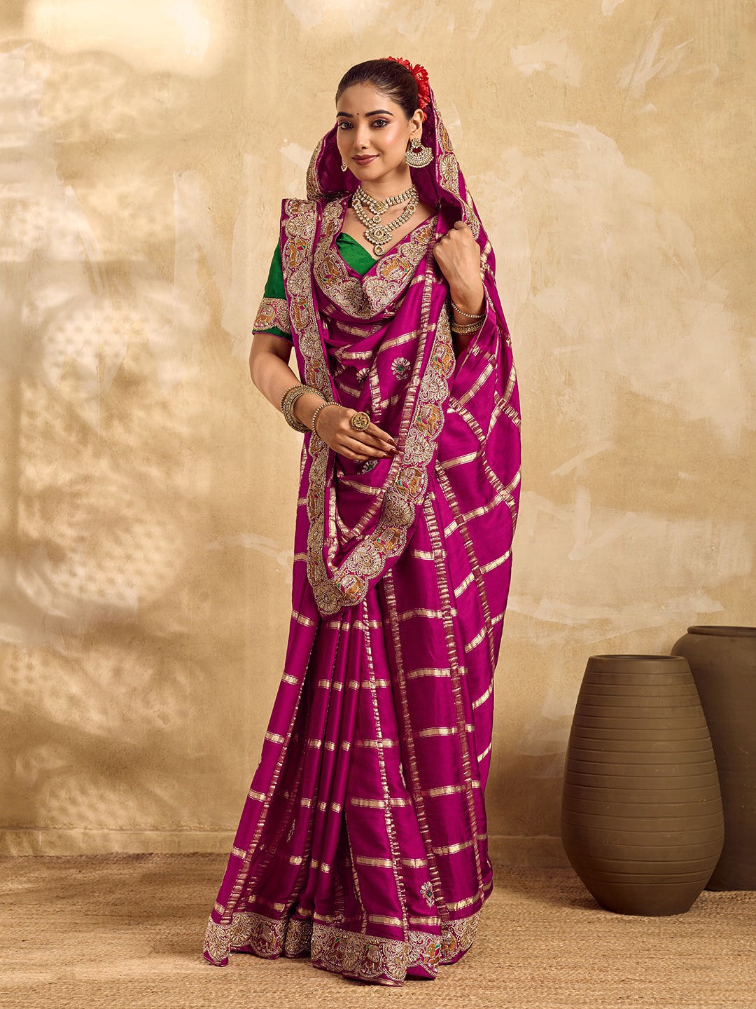 Buy Royal Modal Silk Festive Wear Saree Kcpc Image 2