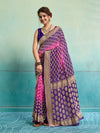 KcPc New Launch Pure Khaddi Georgette Upada Neemzari Bandhej SareePink Purple