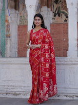 Buy Traditional Banarasi Style Saree With Elegant White Cutdana Work Kcpc image 3
