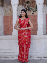 Buy Traditional Banarasi Style Saree With Elegant White Cutdana Work Kcpc image 5