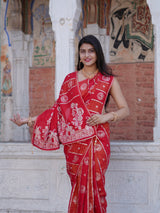 Buy Traditional Banarasi Style Saree With Elegant White Cutdana Work Kcpc image 7