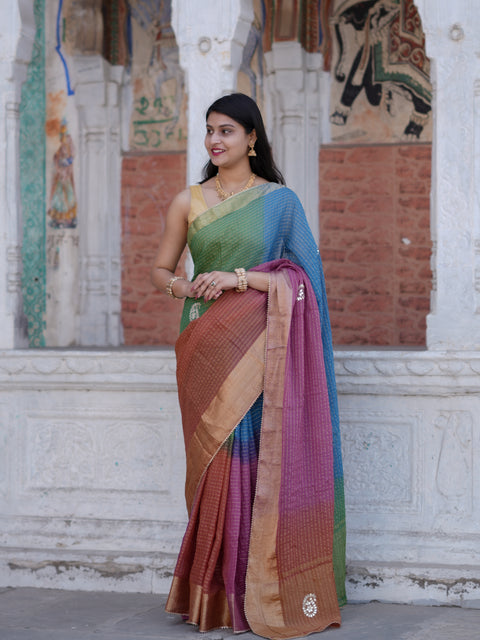 Buy Banarasi Organza Saree With Festive Wear Kcpc image 2