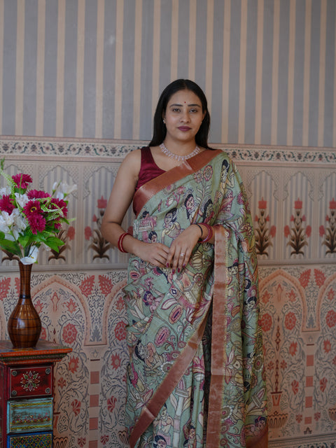 Buy Pure Viscos Silk Printed Saree Kcpc