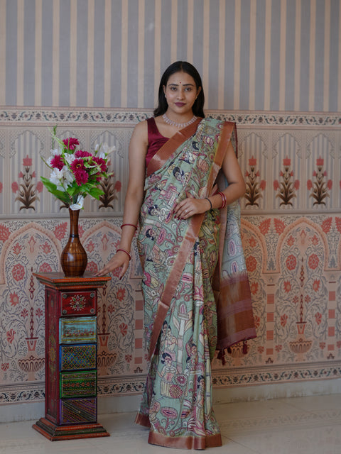 Buy Pure Viscos Silk Printed Saree Kcpc