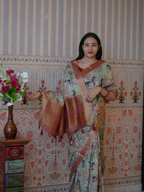 Buy Pure Viscos Silk Printed Saree Kcpc