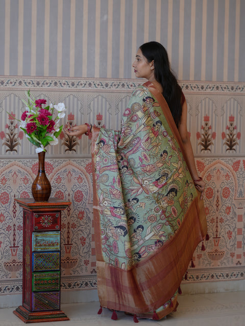 Buy Pure Viscos Silk Printed Saree Kcpc