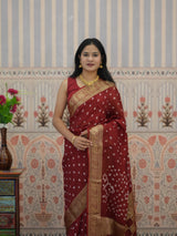 Buy Bandhani Saree With Zari Weaving Border Kcpc