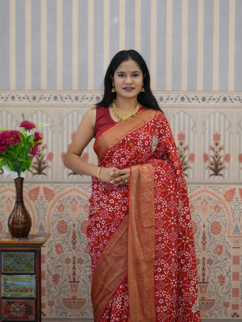 Buy Visco Silk Zardoji Work With Patola Print Style Saree Kcpc