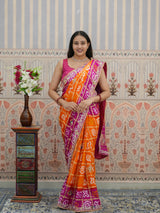 Buy Pure Gaji Silk Gharchola Bandhani Saree Kcpc