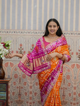 Buy Pure Gaji Silk Gharchola Bandhani Saree Kcpc