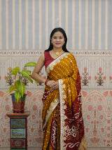 Buy Modal Silk Bandhani Style With Gotapatti Work Saree Kcpc