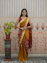 Buy Modal Silk Bandhani Style With Gotapatti Work Saree Kcpc