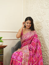By New Famous Gaji Silk gharchola Heavy Gotapatti Work Saree With Traditional Wear