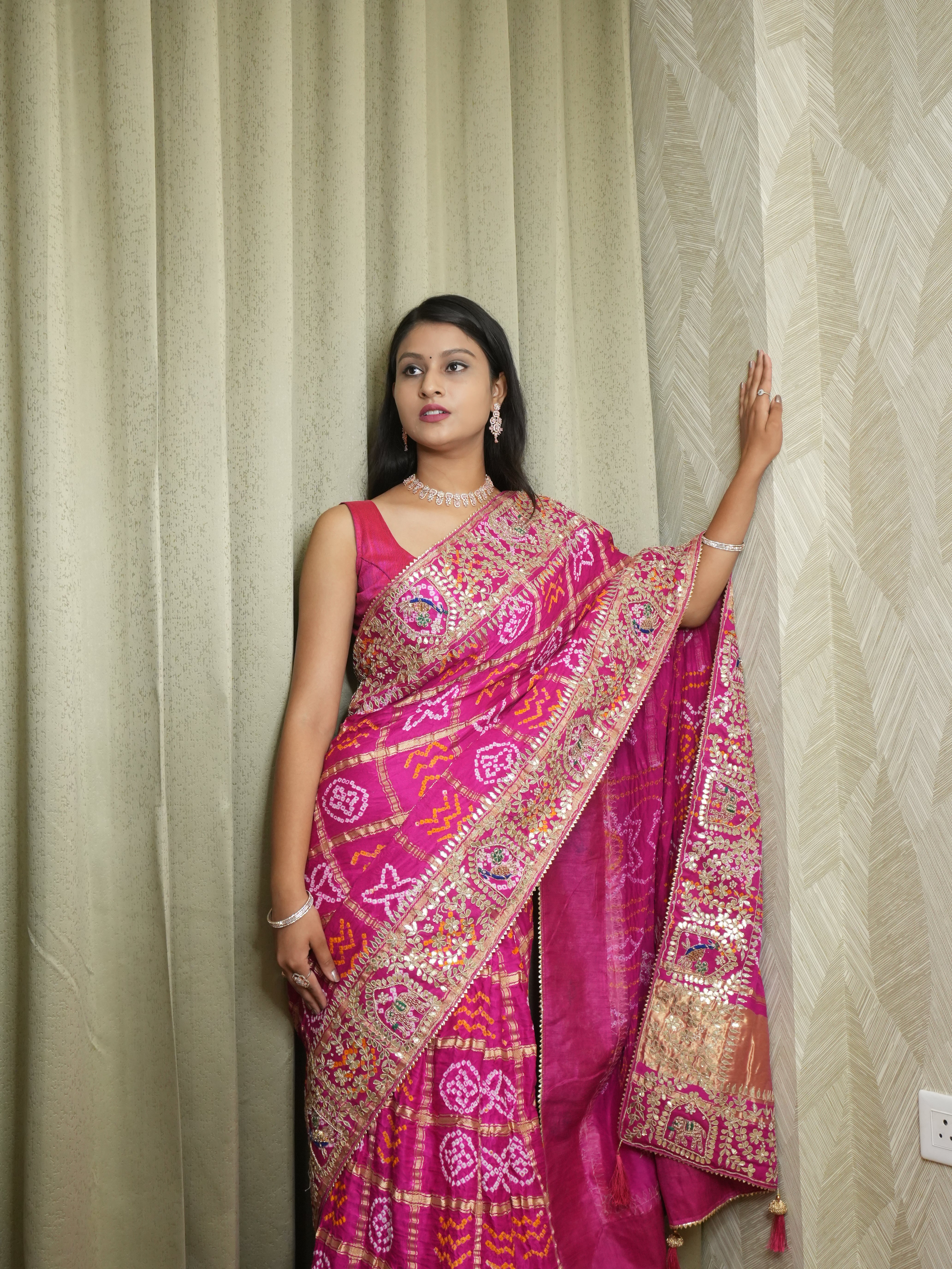 By New Famous Gaji Silk gharchola Heavy Gotapatti Work Saree With Traditional Wear