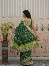 Buy Pure Gaji Silk Bandhani Ghatchola Gotapatti Saree Kcpc