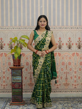 Buy Pure Gaji Silk Bandhani Ghatchola Gotapatti Saree Kcpc