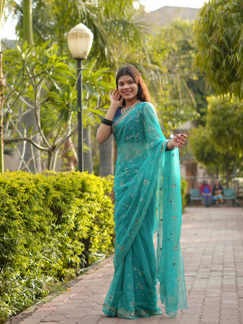 Buy Pure Diamond chiffon  tradishanal Rajputi saree Kcpc