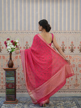 Buy Chinon Silk With Bandhani Saree Kcpc